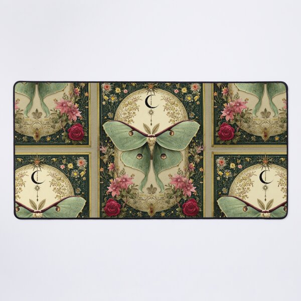 Item preview, Luna moth with flowers designed and sold by MendaciousMina.