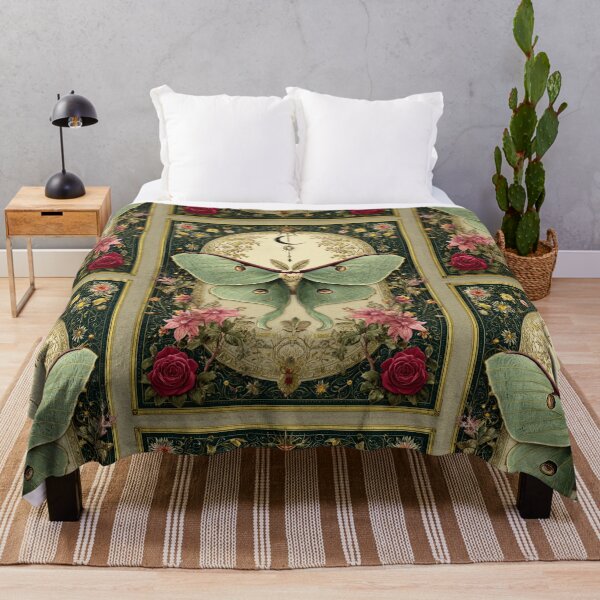 Item preview, Luna moth with flowers designed and sold by MendaciousMina.
