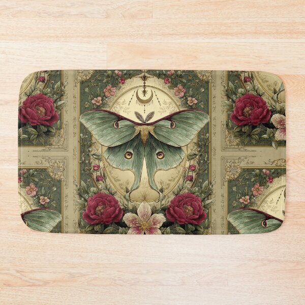 Item preview, Luna moth with flowers designed and sold by MendaciousMina.