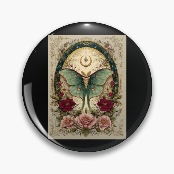 Item preview, Luna moth with flowers designed and sold by MendaciousMina.