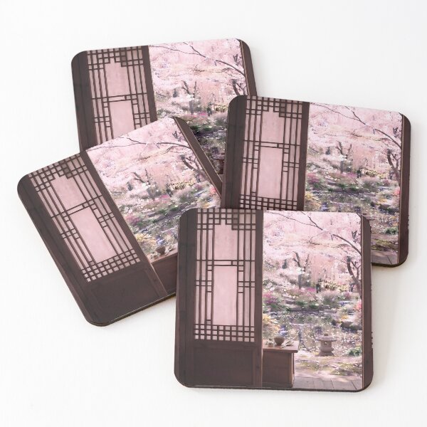 Item preview, Korean Spring Hanok View with Cherry Blossoms designed and sold by SOOstudio73.
