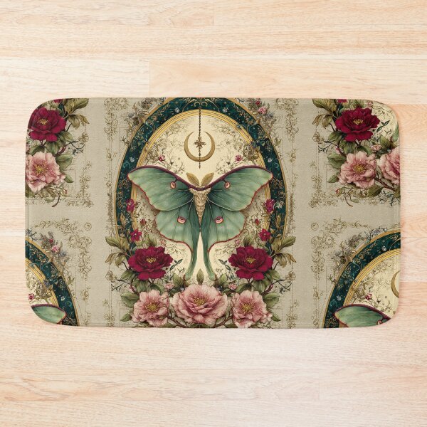 Item preview, Luna moth with flowers designed and sold by MendaciousMina.