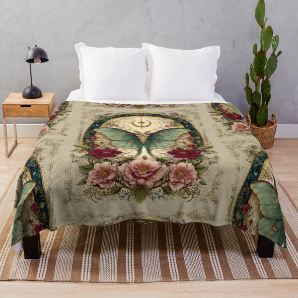 Item preview, Luna moth with flowers designed and sold by MendaciousMina.