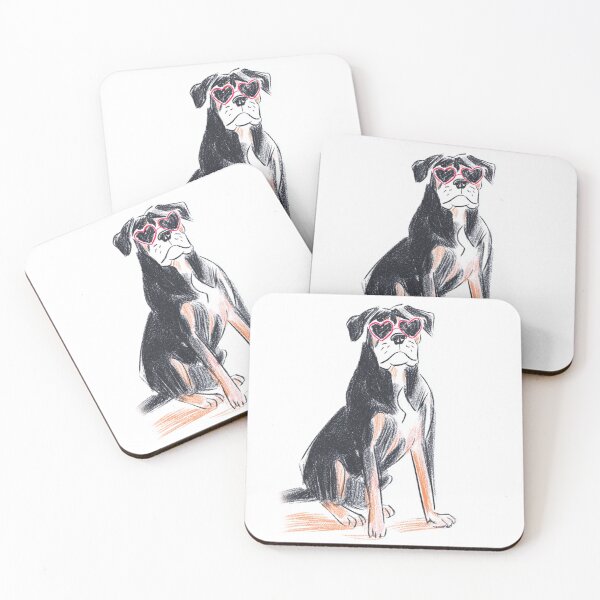 Item preview, Bullmastiff puppy dog with heart glasses designed and sold by MendaciousMina.
