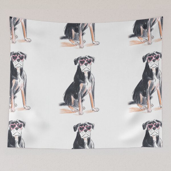 Item preview, Bullmastiff puppy dog with heart glasses designed and sold by MendaciousMina.