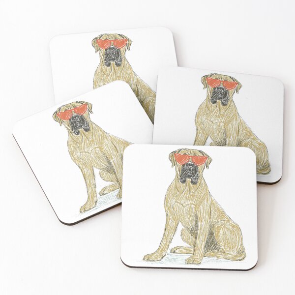 Item preview, Bullmastiff puppy dog with heart glasses designed and sold by MendaciousMina.