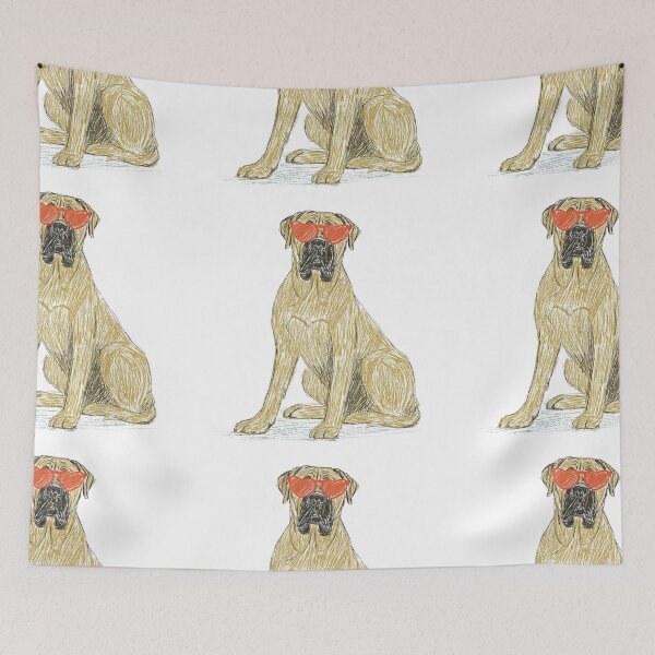 Item preview, Bullmastiff puppy dog with heart glasses designed and sold by MendaciousMina.