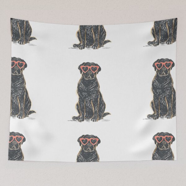 Item preview, Bullmastiff puppy dog with heart glasses designed and sold by MendaciousMina.