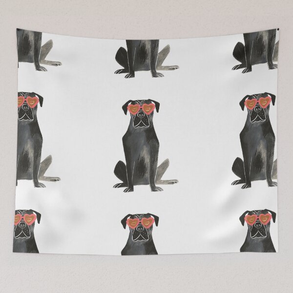 Item preview, Bullmastiff puppy dog with heart glasses designed and sold by MendaciousMina.