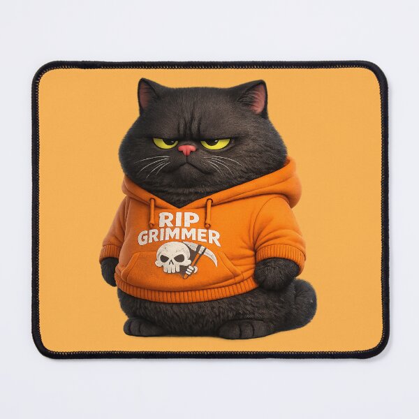Item preview, Grumpy Black Cat in Orange Hoodie | Cute Halloween Moody Cat Illustration designed and sold by Grump and Co.
