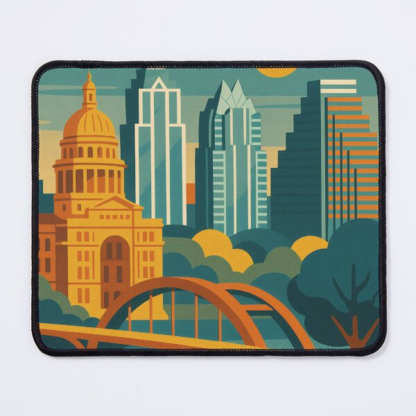 Item preview, Retro Pop Art Poster Illustration of Austin | Bold Live Music Capital Print with Texas State Capitol, Congress Avenue Bridge & Skyline | Vintage Texas Travel Wall Art Decor designed and sold by PaintedPixels01.