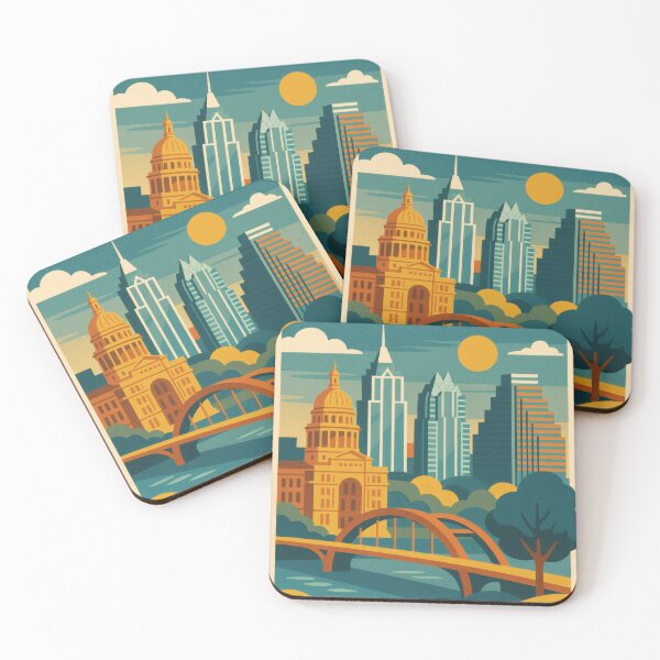 Item preview, Retro Pop Art Poster Illustration of Austin | Bold Live Music Capital Print with Texas State Capitol, Congress Avenue Bridge & Skyline | Vintage Texas Travel Wall Art Decor designed and sold by PaintedPixels01.