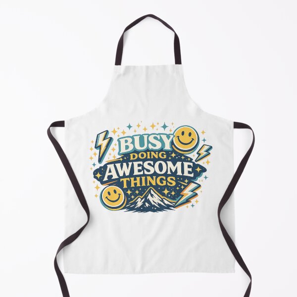 Item preview, Busy Doing Awesome Things Motivational Retro Mountain Smiley Design designed and sold by SoulThread Studio.