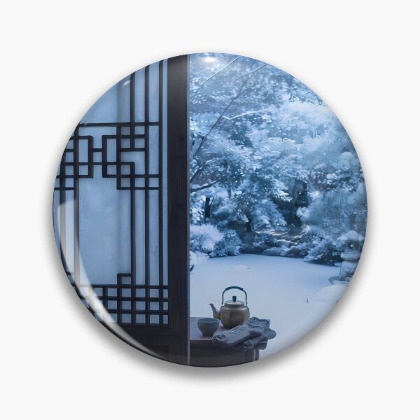 Item preview, Serene Winter Hanok Garden View with Soft Snow designed and sold by SOOstudio73.
