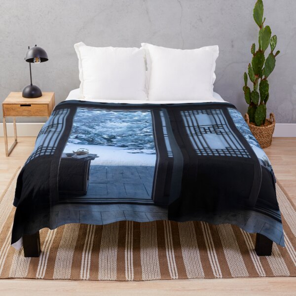 Item preview, Serene Winter Hanok Garden View with Soft Snow designed and sold by SOOstudio73.