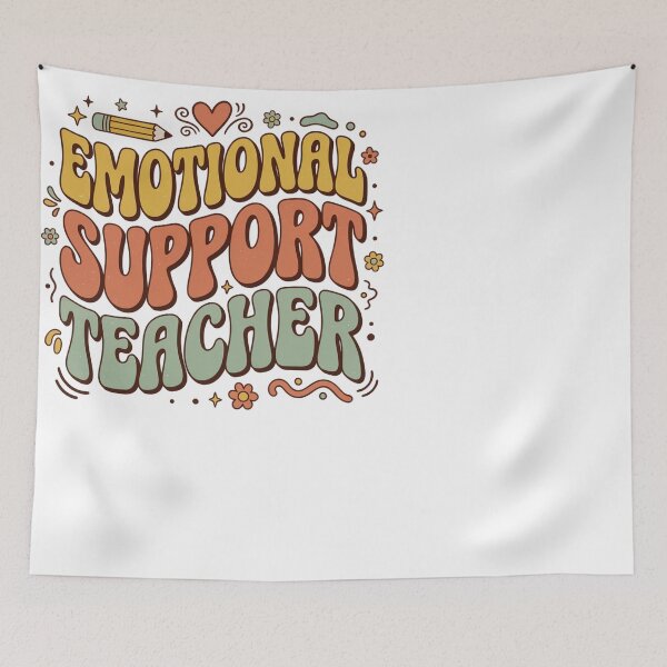 Item preview, Emotional Support Teacher Groovy Retro Style designed and sold by JMDesignHub.