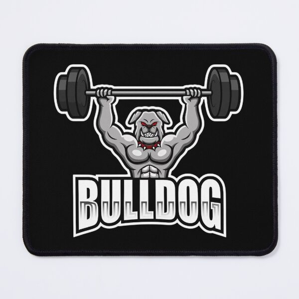Item preview, Muscular Bulldog Overhead Press Gym Mascot designed and sold by Trezcharacts.