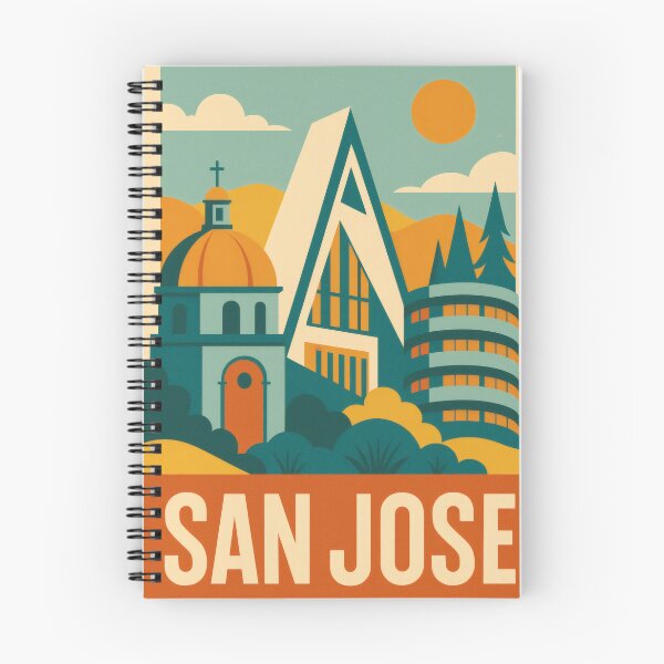 Item preview, Retro Pop Art Poster Illustration of San Jose | Bold Silicon Valley City Print with Tech Skyline, Winchester Mystery House & Palm-Lined Streets | Vintage California Travel Wall Art Decor designed and sold by PaintedPixels01.