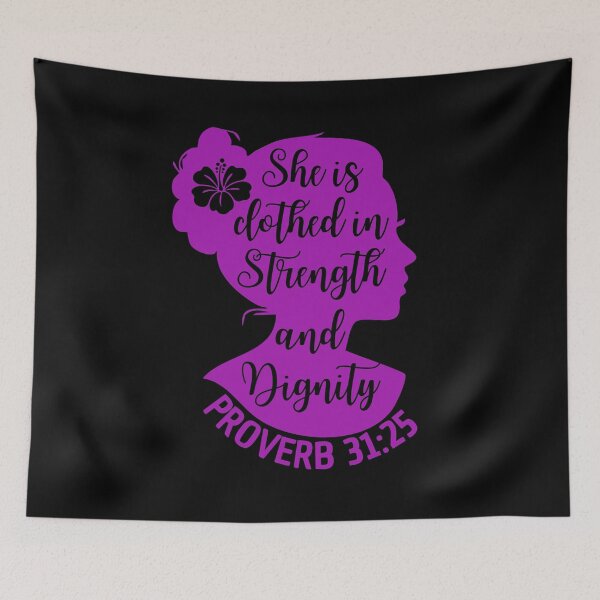 Item preview, Proverbs 31:25 – She Is Clothed with Strength and Dignity - Christian Quotes designed and sold by MoriaStore.