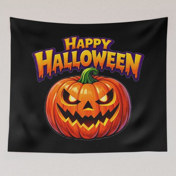 Item preview,  Happy Halloween Scary Glowing Pumpkin Face Jack O Lantern designed and sold by DeliaDesignsCo.