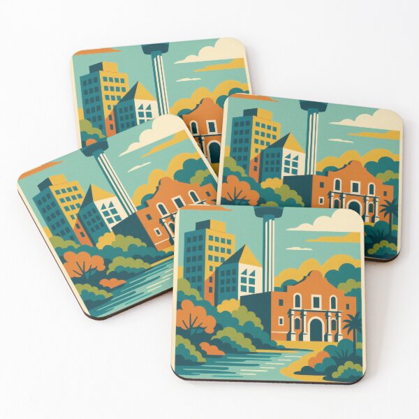 Item preview, Retro Pop Art Poster Illustration of San Antonio | Bold River Walk City Print with The Alamo, Tower of the Americas & Historic Texas Charm | Vintage American Travel Wall Art Decor designed and sold by PaintedPixels01.