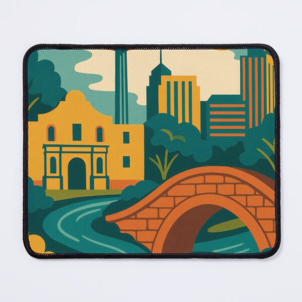 Item preview, Retro Pop Art Poster Illustration of San Antonio | Bold River Walk City Print with The Alamo, Tower of the Americas & Historic Texas Charm | Vintage American Travel Wall Art Decor designed and sold by PaintedPixels01.