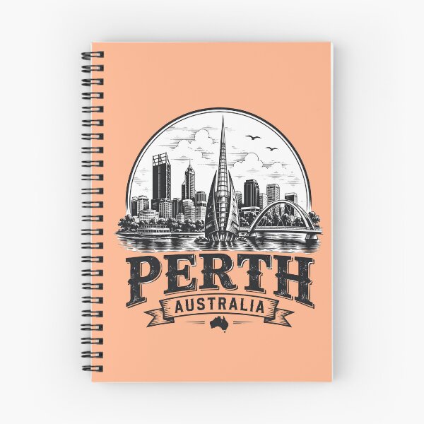 Item preview, Perth Australia Vintage Skyline Badge Monochrome Travel Design designed and sold by TAOptimus .