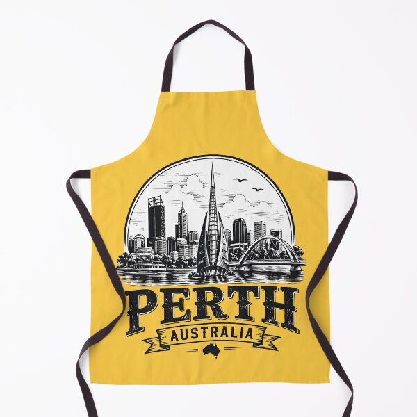 Item preview, Perth Australia Vintage Skyline Badge Monochrome Travel Design designed and sold by TAOptimus .