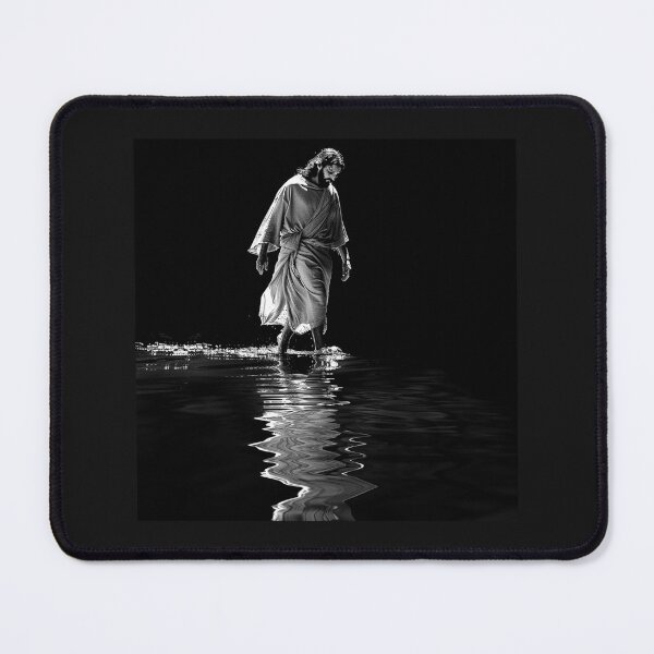 Item preview, Jesus Walking on Water Alone | Christian Miracle Art | Black and White Biblical Illustration designed and sold by inkoutninja.