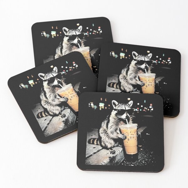 Item preview, Coffee Raccoon Drinking iced Coffee Funny designed and sold by goombi-creative.