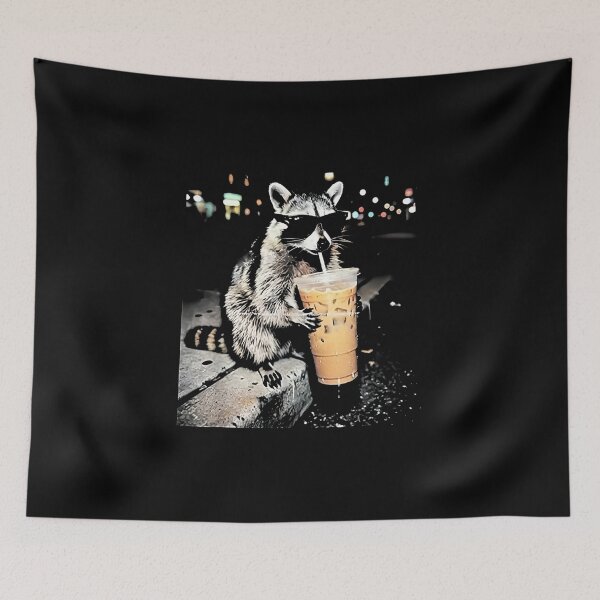 Item preview, Coffee Raccoon Drinking iced Coffee Funny designed and sold by goombi-creative.
