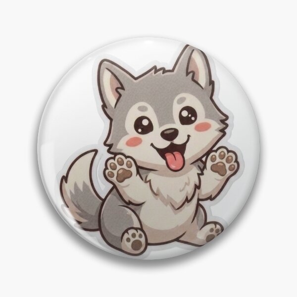 Item preview, Cute Kawaii Waving Wolf Pup Sticker | Anime Style Husky Puppy Art | Laptop Sticker | Gift for Animal Lovers designed and sold by Chipkooo.