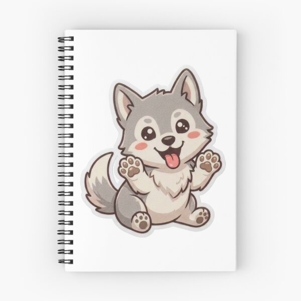 Item preview, Cute Kawaii Waving Wolf Pup Sticker | Anime Style Husky Puppy Art | Laptop Sticker | Gift for Animal Lovers designed and sold by Chipkooo.