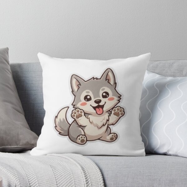 Item preview, Cute Kawaii Waving Wolf Pup Sticker | Anime Style Husky Puppy Art | Laptop Sticker | Gift for Animal Lovers designed and sold by Chipkooo.