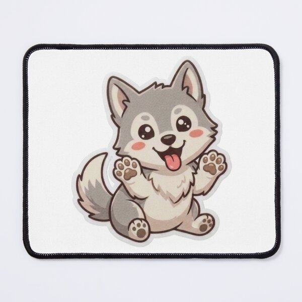 Item preview, Cute Kawaii Waving Wolf Pup Sticker | Anime Style Husky Puppy Art | Laptop Sticker | Gift for Animal Lovers designed and sold by Chipkooo.