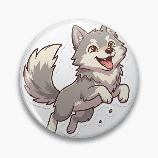 Item preview, Cute Kawaii Jumping Wolf Pup Sticker | Anime Style Husky Puppy Art | Laptop Sticker | Gift for Animal Lovers designed and sold by Chipkooo.