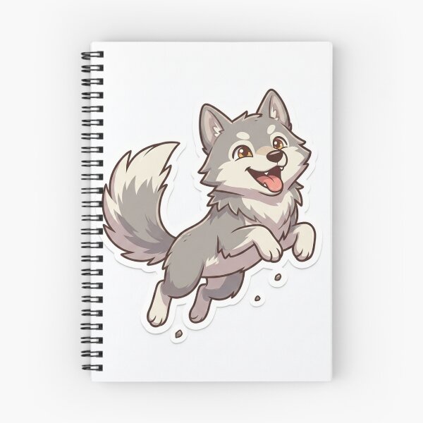 Item preview, Cute Kawaii Jumping Wolf Pup Sticker | Anime Style Husky Puppy Art | Laptop Sticker | Gift for Animal Lovers designed and sold by Chipkooo.
