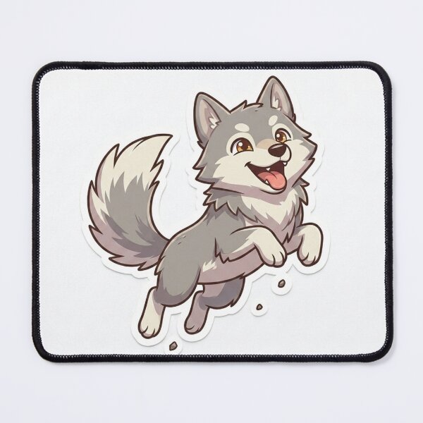 Item preview, Cute Kawaii Jumping Wolf Pup Sticker | Anime Style Husky Puppy Art | Laptop Sticker | Gift for Animal Lovers designed and sold by Chipkooo.