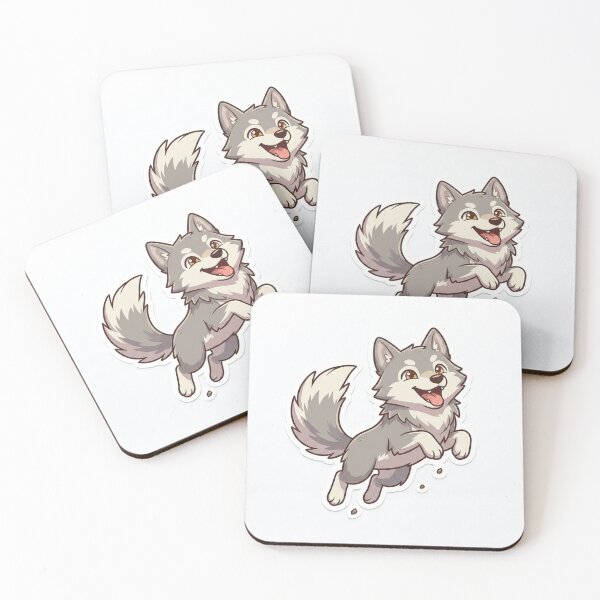 Item preview, Cute Kawaii Jumping Wolf Pup Sticker | Anime Style Husky Puppy Art | Laptop Sticker | Gift for Animal Lovers designed and sold by Chipkooo.