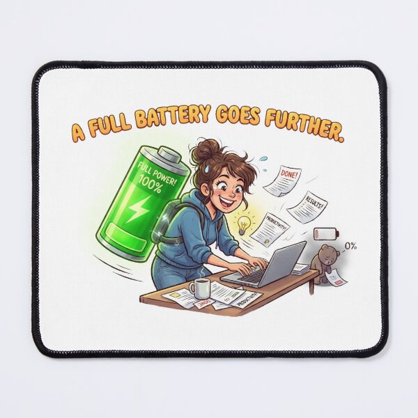 Item preview, Full Battery goes further Rest is productive Mental Health Positive Productivity Quote Inspirational Motivation restore designed and sold by MoqunaDesign.