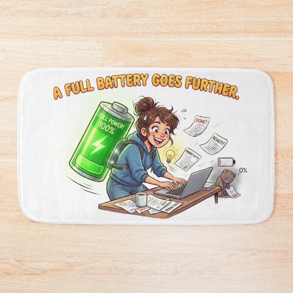 Item preview, Full Battery goes further Rest is productive Mental Health Positive Productivity Quote Inspirational Motivation restore designed and sold by MoqunaDesign.