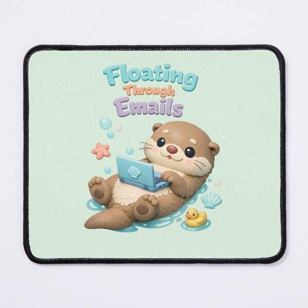 Item preview, Cute Otter Laptop Kawaii - Floating Through Emails | Cozy Work From Home Animal Art designed and sold by Moons Studio.
