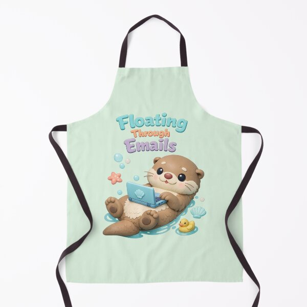 Item preview, Cute Otter Laptop Kawaii - Floating Through Emails | Cozy Work From Home Animal Art designed and sold by Moons Studio.
