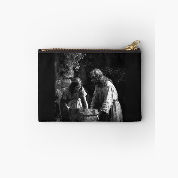 Item preview, Jesus and the Samaritan Woman at the Well | Biblical Christian Art | Black and White Faith Illustration designed and sold by inkoutninja.