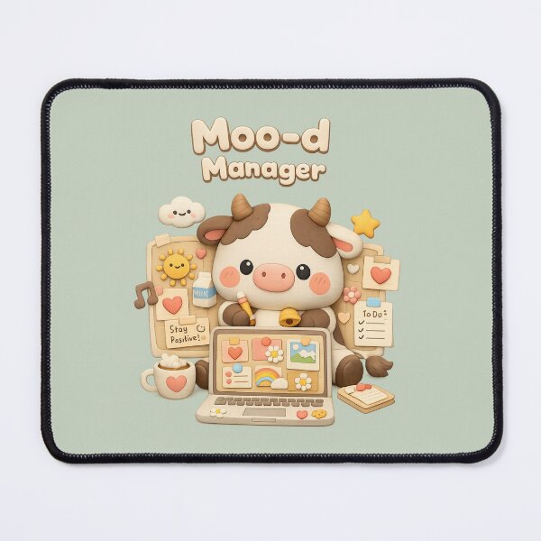 Item preview, Cute Cow Moo-d Manager - Kawaii Office Animal | Funny Productivity Mood Board Aesthetic designed and sold by Moons Studio.