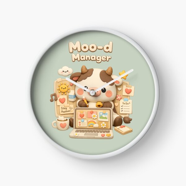 Item preview, Cute Cow Moo-d Manager - Kawaii Office Animal | Funny Productivity Mood Board Aesthetic designed and sold by Moons Studio.