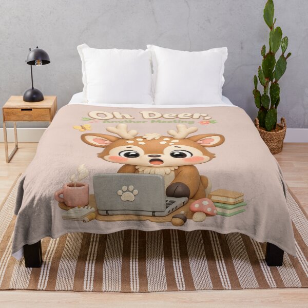 Item preview, Cute Kawaii Deer Laptop Meme - Oh Deer Another Meeting | Funny Work From Home Animal designed and sold by Moons Studio.