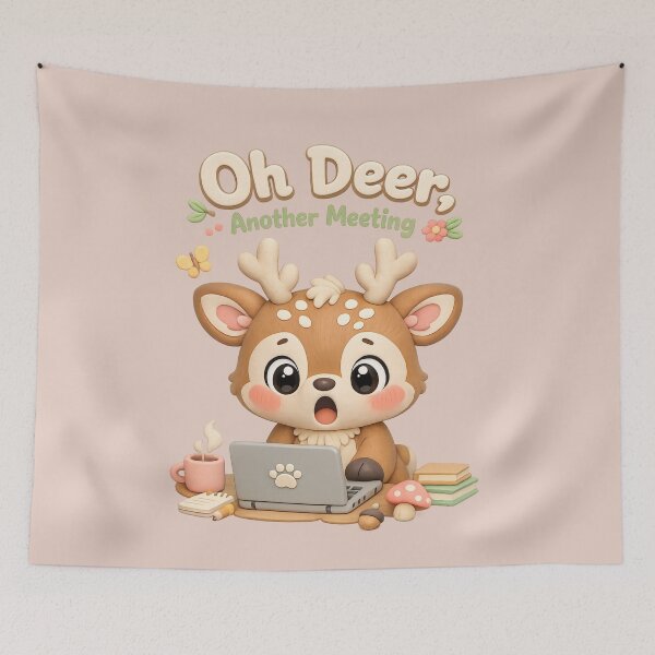 Item preview, Cute Kawaii Deer Laptop Meme - Oh Deer Another Meeting | Funny Work From Home Animal designed and sold by Moons Studio.