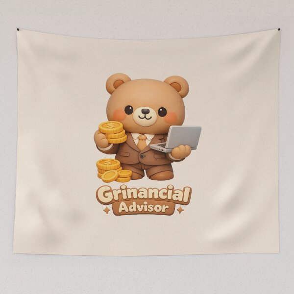Item preview, Grinancial (Financial) Advisor Bear | Cute Kawaii 3D Finance Art designed and sold by Moons Studio.