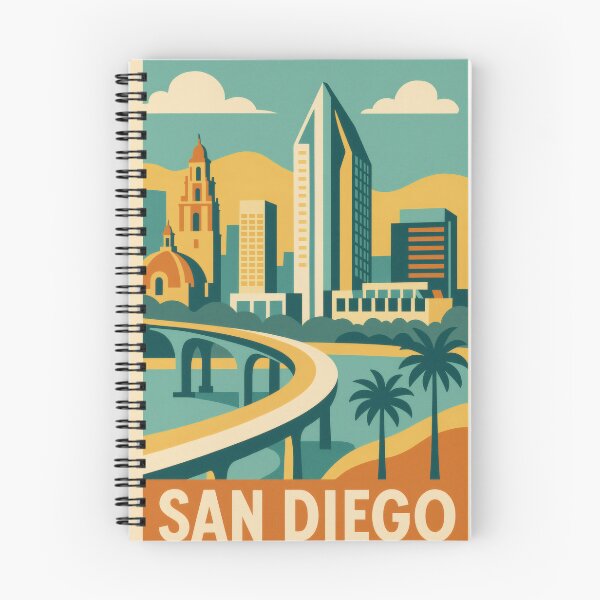 Item preview, Retro Pop Art Poster Illustration of San Diego | Bold Pacific Coast City Print with Balboa Park, Coronado Bridge & Oceanfront Skyline | Vintage California Travel Wall Art Decor designed and sold by PaintedPixels01.
